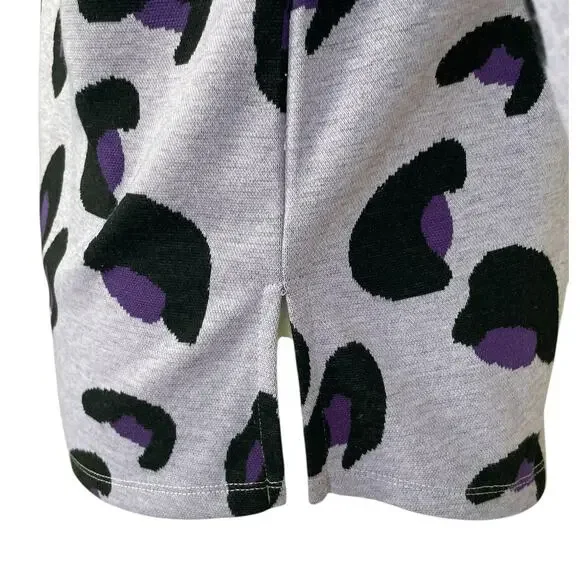 Tyler Boe Leopard Print Knit Top Bell Sleeves Purple Sz XS Preppy Modern Chic - Picture 5 of 10